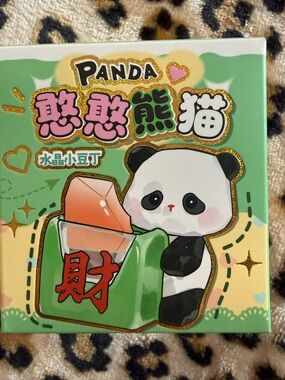 Panda Cute Panda Illustration Box - Green & Pink